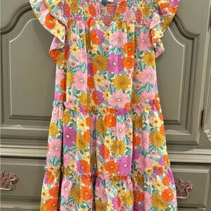 Umgee Pink and Orange Ruffled Tiered Sundress